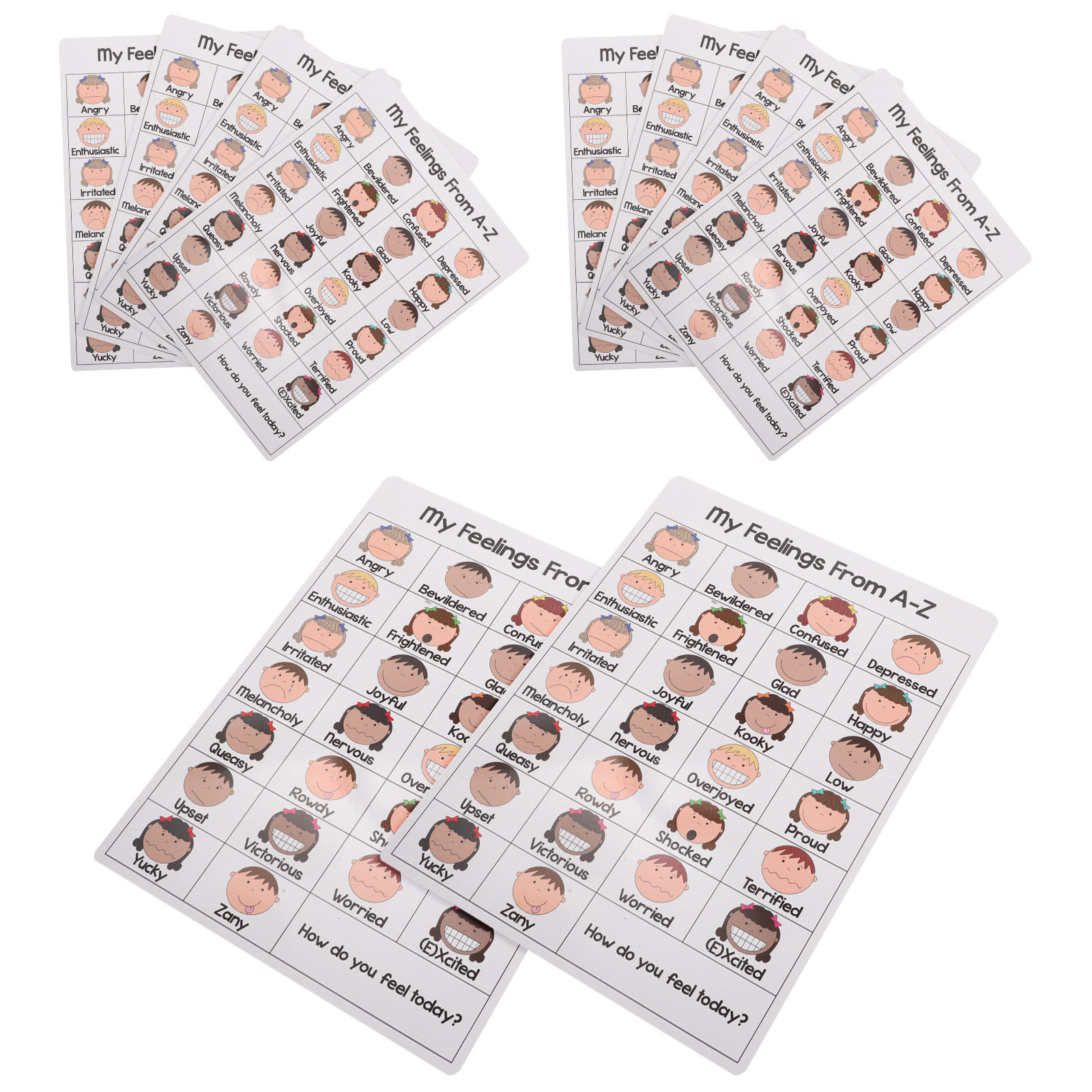 Kids Education Charts - 10Pcs A-Z Feelings Chart Emotional Learning